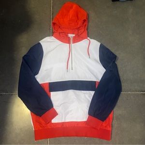 Forever 21 Quarter Zip Windbreaker Pullover Mens size Large Colorblock American